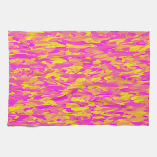 Linge De Cuisine Motif Abstrait Rose Jaune Orange