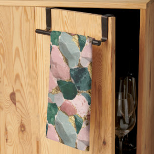 Linge De Cuisine Motif Abstrait Terrazzo avec accents Gold