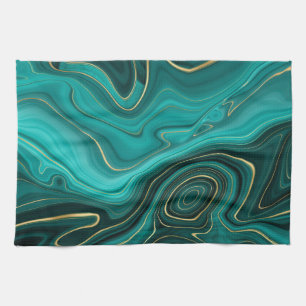 Linge De Cuisine Motif Abstrait Turquoise Glam Luxueux