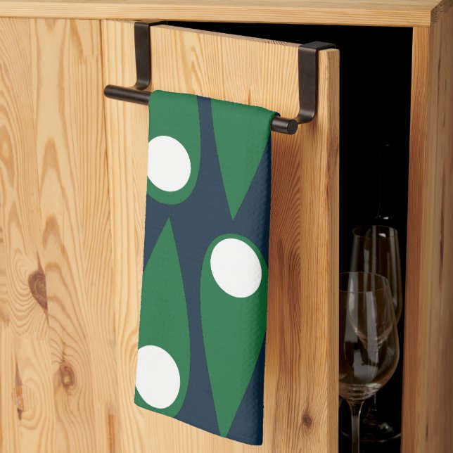 Linge De Cuisine Motif Abstrait vert et blanc (Pliage en tiers)