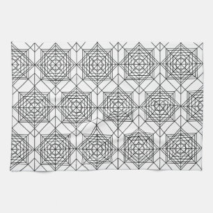 Linge De Cuisine Motif Abstrait vintage noir et blanc