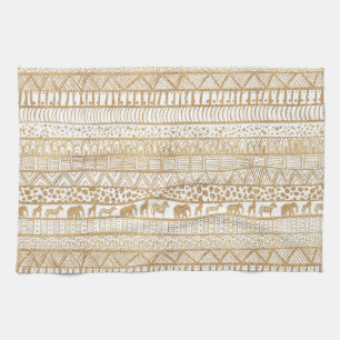 Linge De Cuisine Motif africain de la tribu Gold White