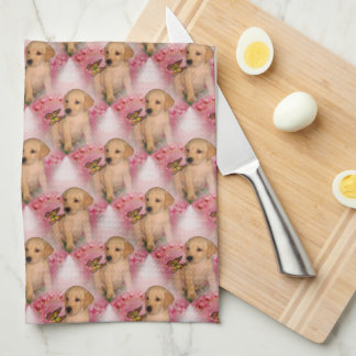 Linge De Cuisine Motif animal de marionnettes du laboratoire jaune 