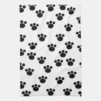 Linge De Cuisine Motif animal d'empreinte de patte. Noir et blanc.