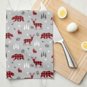 Linge De Cuisine Motif Animaux de la Forêt à carreaux de Buffalo