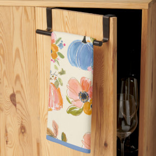 Linge De Cuisine Motif aquarelle de citrouille et de fleurs automna