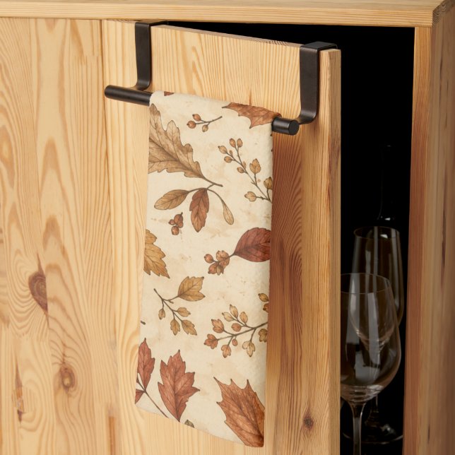 Linge De Cuisine Motif aquarelle de feuilles d'automne  (Pliage en tiers)