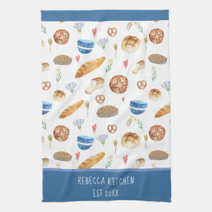 Linge De Cuisine Motif aquarelle de pain et de boulangerie personna