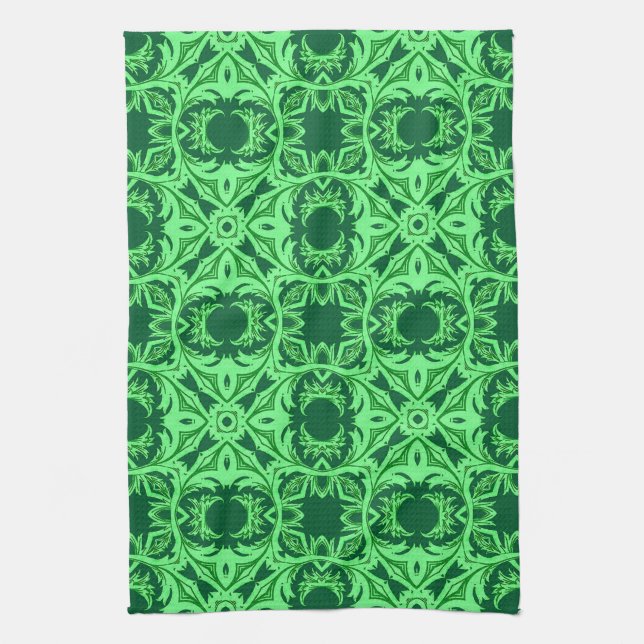 Linge De Cuisine Motif Arabesque Orné - Emerald Green Kitchen T (Vertical)