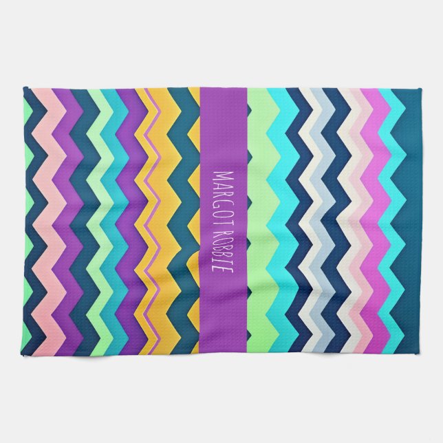 Linge De Cuisine Motif arc-en-ciel Zig zagging pastel (Horizontal)