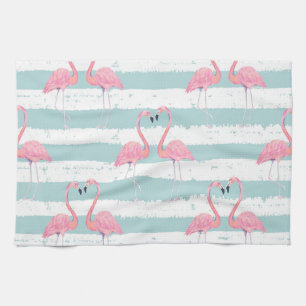 Linge De Cuisine Motif Arrière - plan Exotique Flamant rose rayé