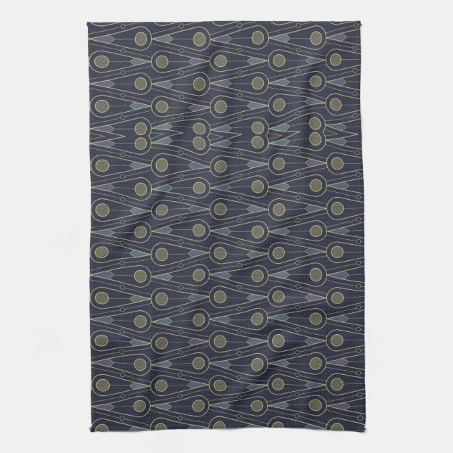 Linge De Cuisine Motif Art Déco avec des formes géométriques en or (Vertical)
