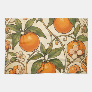Linge De Cuisine Motif Art Nouveau Oranges