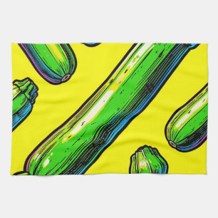 Linge De Cuisine Motif Art Pop Néon Courgette
