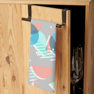 Linge De Cuisine Motif Art Populaire Bauhaus Abstrait Demi-Cercles