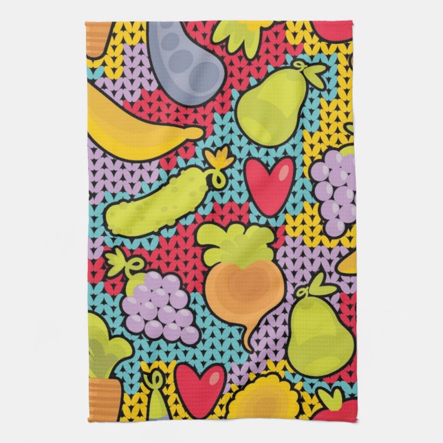 Linge De Cuisine Motif avec des fruits et légumes (Vertical)