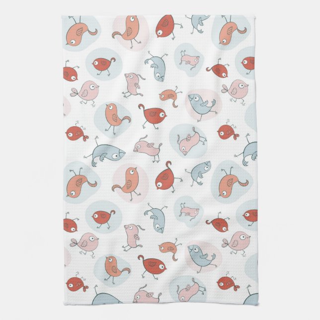 Linge De Cuisine motif avec des oiseaux de bande dessinée (Vertical)