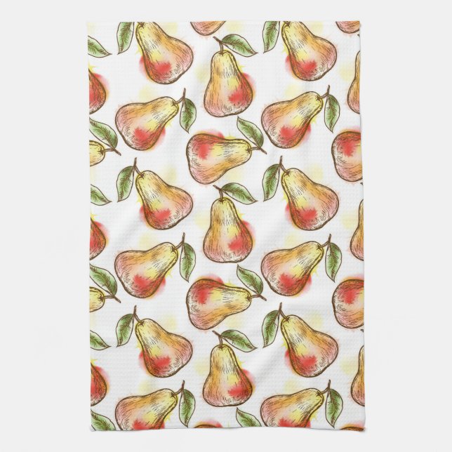 Linge De Cuisine Motif avec la poire (Vertical)