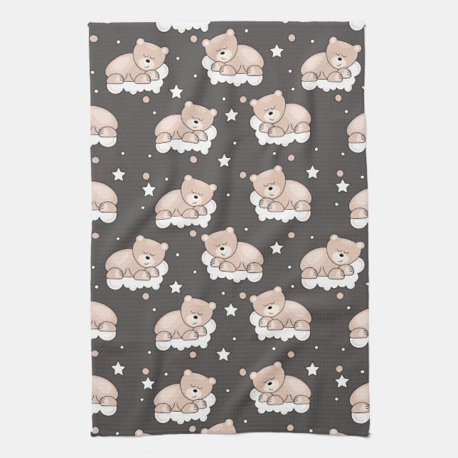 Linge De Cuisine motif avec le petit sommeil d'ours (Vertical)