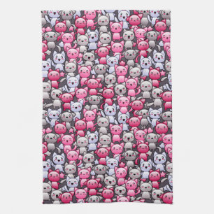 Linge De Cuisine motif avec les chats mignons 2 de griffonnage de