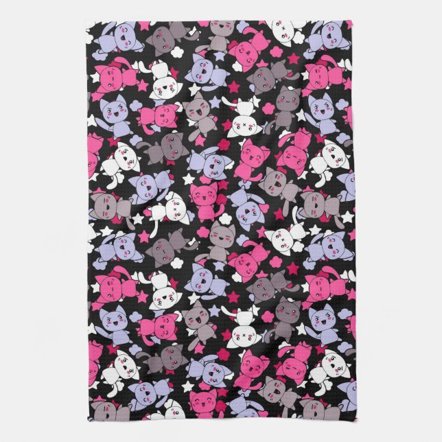 Linge De Cuisine motif avec les chats mignons 3 de griffonnage de (Vertical)