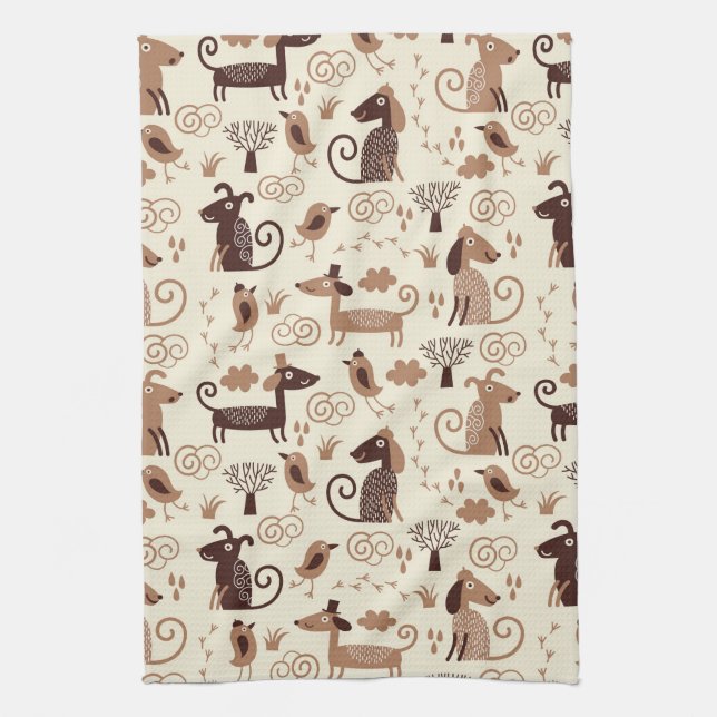 Linge De Cuisine motif avec les chiens mignons (Vertical)