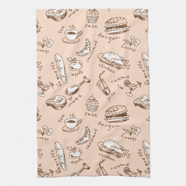 Linge De Cuisine Motif avec nourriture (Vertical)