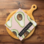 Linge De Cuisine Motif Avocado Rose Et Vert Moderne Avec Nom<br><div class="desc">Motif Avocado Rose Et Vert Moderne Avec Nom</div>
