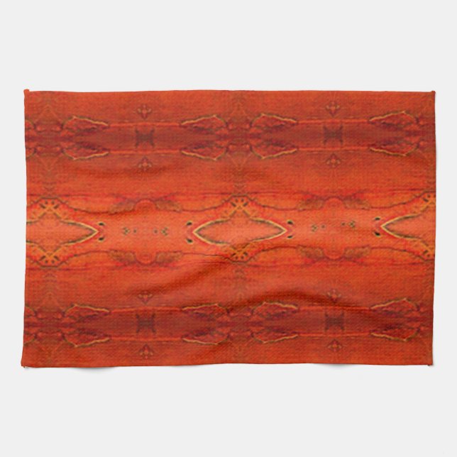 Linge De Cuisine Motif aztèque orange (Horizontal)