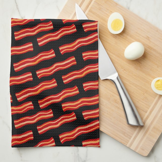 Linge De Cuisine Motif Bacon savoureux (Quart Plié)