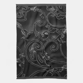 Linge De Cuisine Motif baroque gothique noir de remous