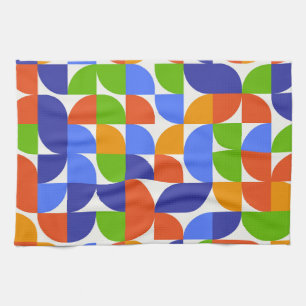 Linge De Cuisine Motif Bauhaus milieu du siècle bleu, orange, vert 