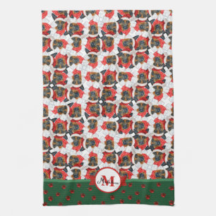 Linge De Cuisine Motif Berger Allemand Monogramme Noël Chien