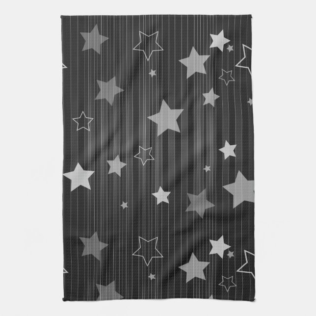 Linge De Cuisine Motif Black Stars (Vertical)