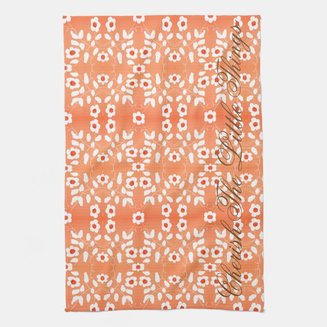 Linge De Cuisine Motif blanc en petite fleur (Vertical)