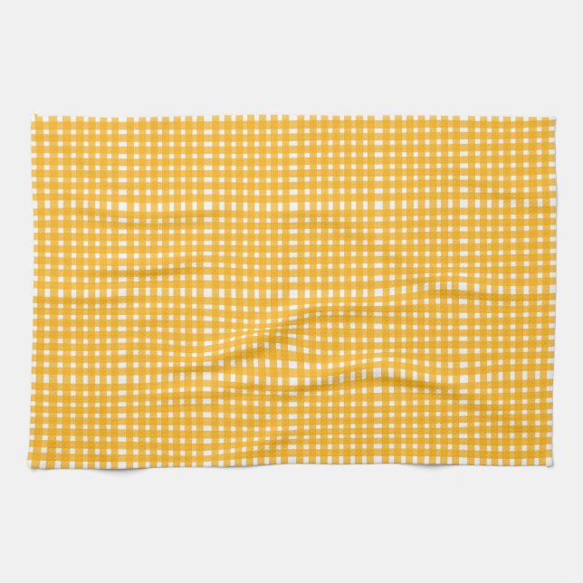 Linge De Cuisine Motif blanc En vichy jaune (Horizontal)