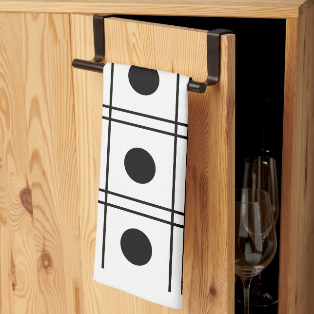 Linge De Cuisine Motif blanc et noir du point Polka Cercle (Pliage en tiers)
