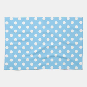 Linge De Cuisine motif bleu avec pois blanc