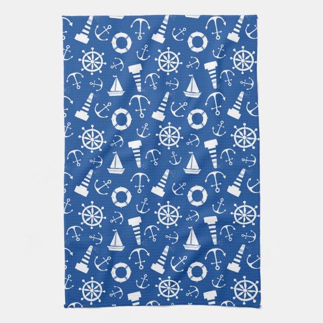 Linge De Cuisine Motif bleu de mer (Vertical)