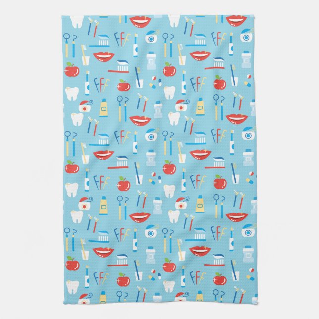 Linge De Cuisine Motif bleu dentaire (Vertical)