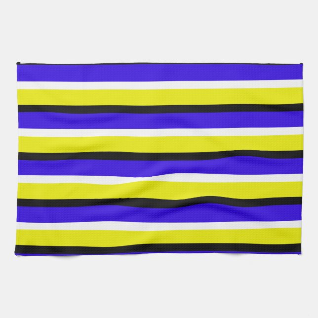 Linge De Cuisine Motif Bleu Jaune (Horizontal)
