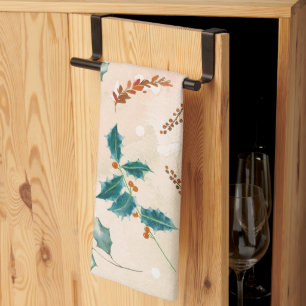 Linge De Cuisine Motif Boho de Noël avec Feuilles