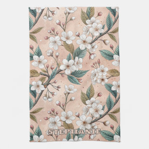 Linge De Cuisine Motif botanique de branche de sakura pêche douce