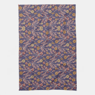 Linge De Cuisine Motif botanique de couleur bleue de style vintage