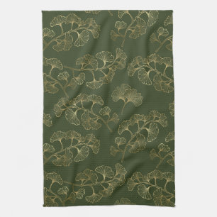 Linge De Cuisine Motif botanique de la ligne d'or