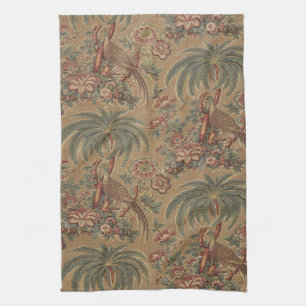 Linge De Cuisine Motif botanique de palmier oiseau exotique vert sa