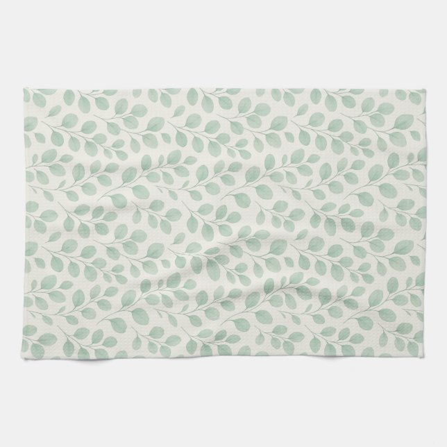 Linge De Cuisine Motif botanique d'eucalyptus (Horizontal)