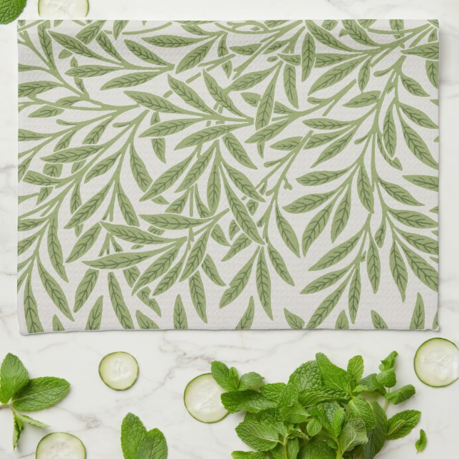 Linge De Cuisine Motif botanique floral vert de William Morris (Plié)