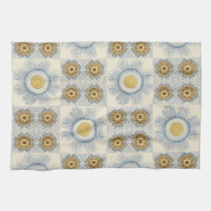 Linge De Cuisine Motif botanique marine à carreaux à la crème