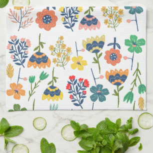 Linge De Cuisine Motif botanique mignon moderne rose bleu jaune
